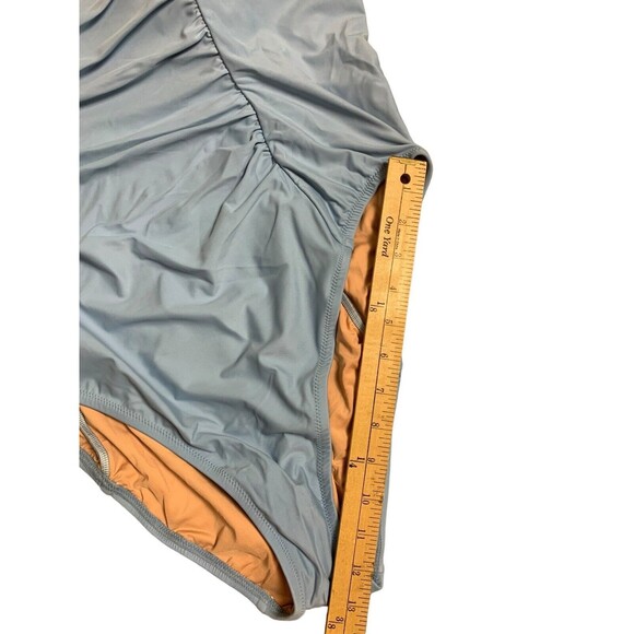 J.Crew Square Neck Bathing Suit Women’s Size 22 One Piece Ruching Blue BF179 New - Picture 5 of 10